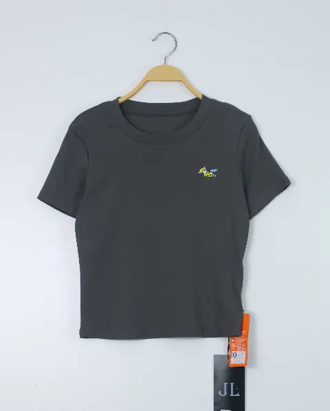 Áo phông nữ cổ tròn nhỏ zip131 đen H09.2026.1